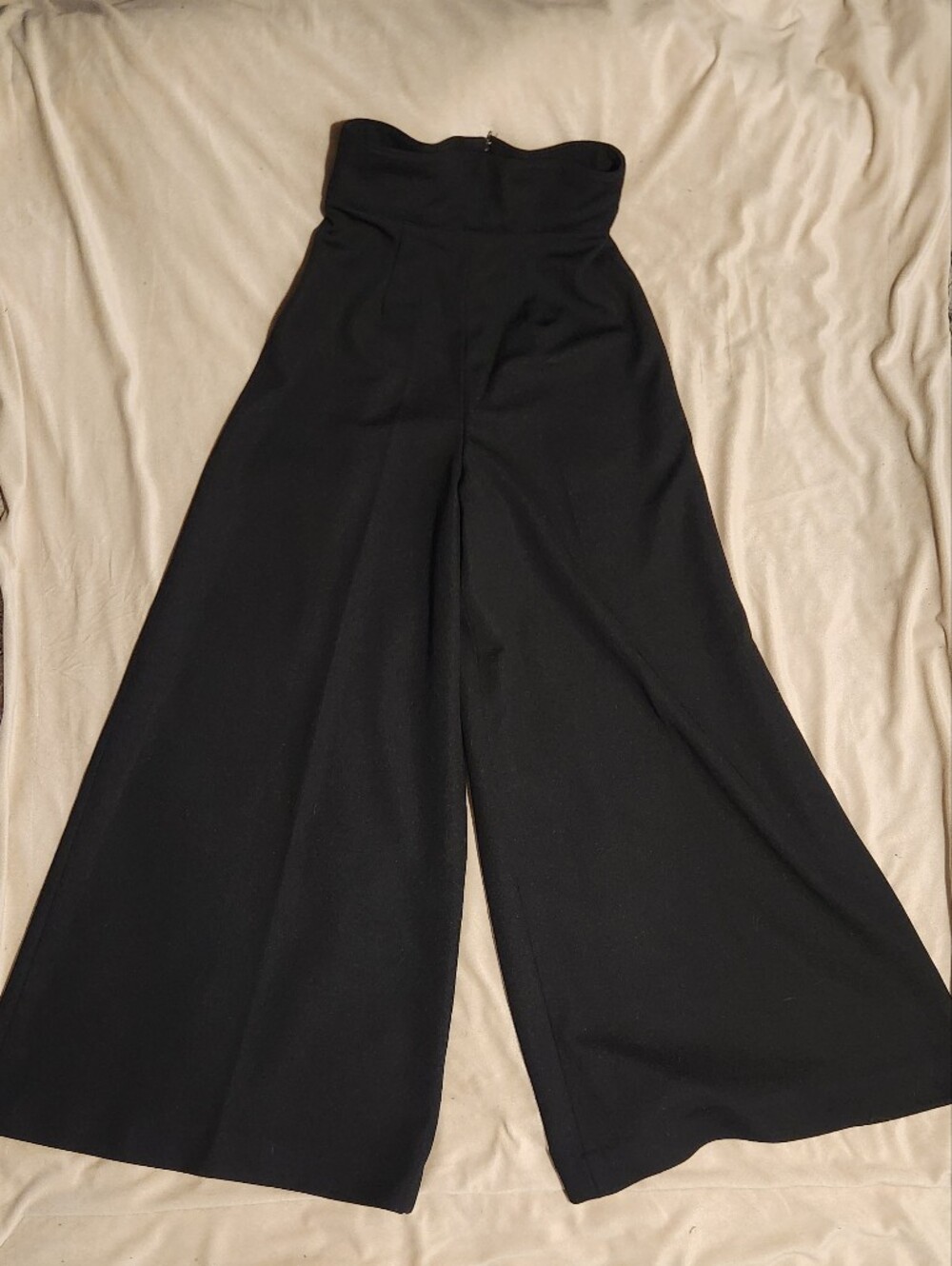 Dark Academia Custom Black Wide Leg Pants - Handmade High Rise Flowy Trousers XS